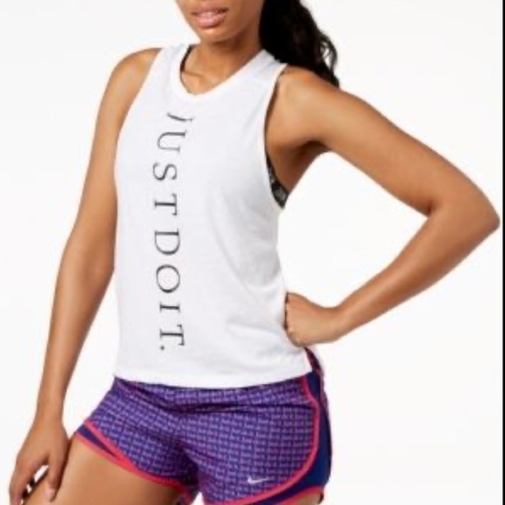 Nike white Just Do It Dri-FIT racer back running athletic tank top size medium